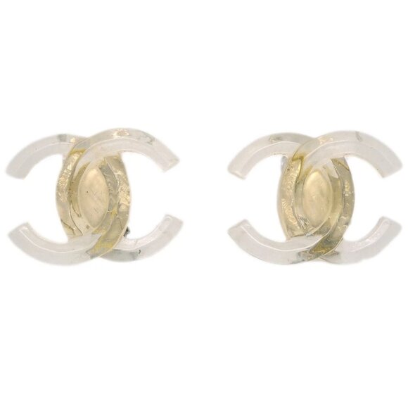 Chanel CC Earrings Clip-On Clear 02P 131520 - Picture 1 of 4